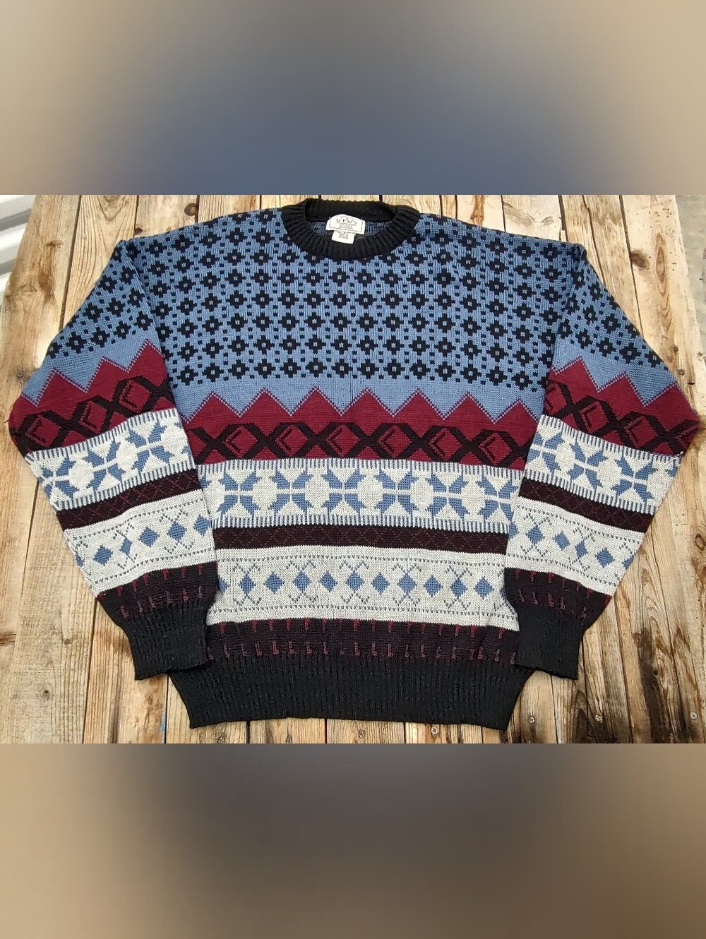 Vintage 90s Sears "The Men's Store" Acrylic Knit Sweater with geometric patterns